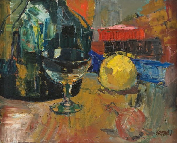 227 Still life with wine glass 44.5x38 SA Strauss