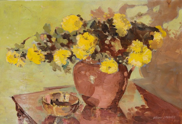 58 Brown vase with yellow flowers 34x50 Portia UK