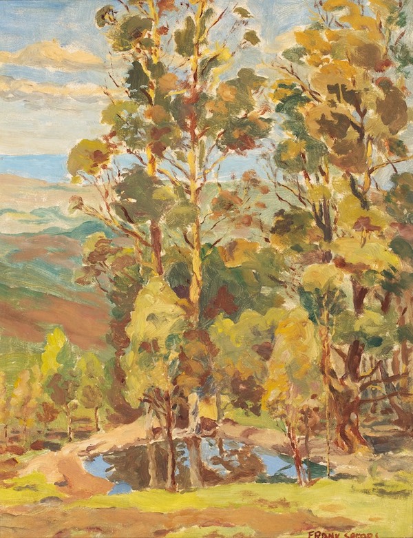 178 Landscape with trees and pond 38x21 Porter  SABFC0236